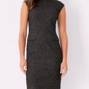 Ann Taylor black and gold tweed  Cap Sleeve knee length Dress